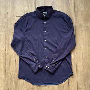 Michael Kors Men’s Slim Fit Travel Stretch Dress Shirt Navy Blue 17 34/35 XL